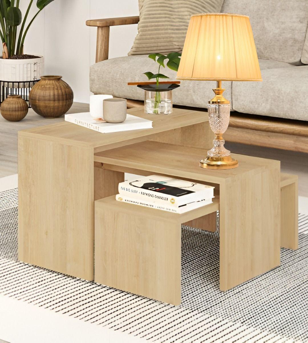 Lámpara Mesa Pantalla Plisada Decorativa Beige Hogar Jhn-8