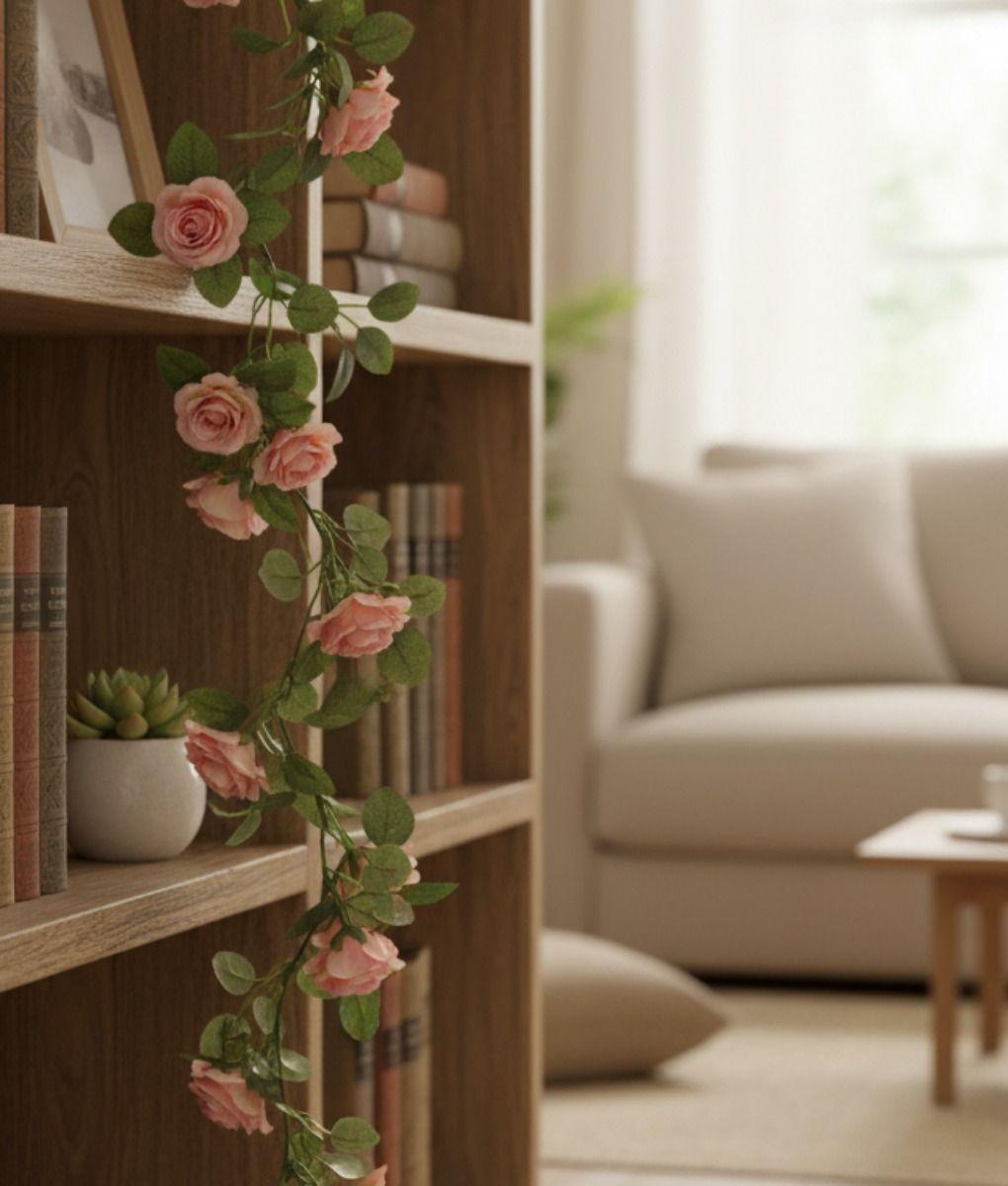 Flores Articiales Rosas Enredadera Elegante Guirnalda Jhn-6