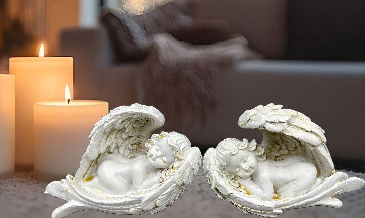 Set 2 Estatuas Angeles Resina Jardin Decoracion Hogar Lau-1