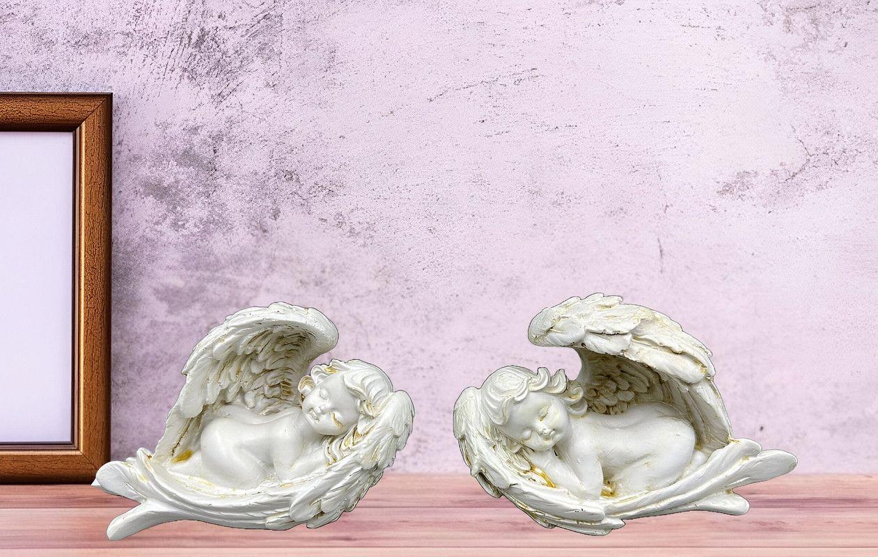 Set 2 Estatuas Angeles Resina Jardin Decoracion Hogar Lau-3