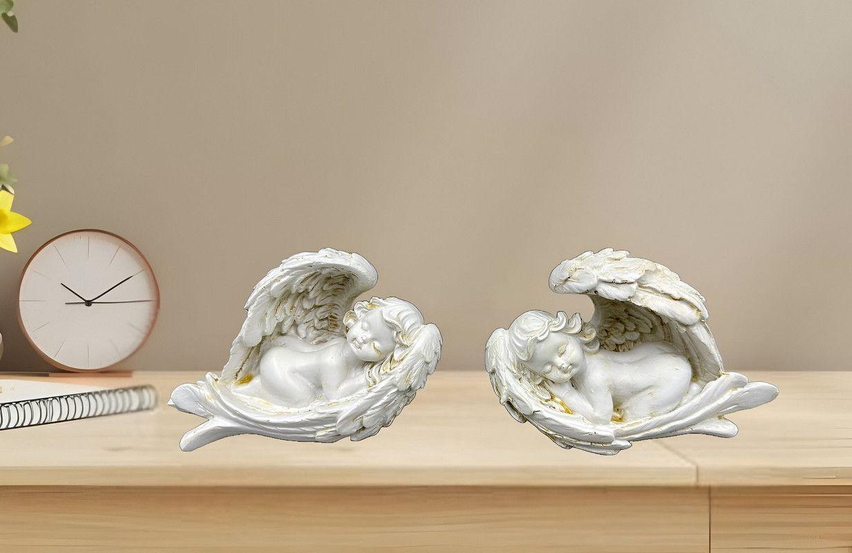 Set 2 Estatuas Angeles Resina Jardin Decoracion Hogar Lau-4