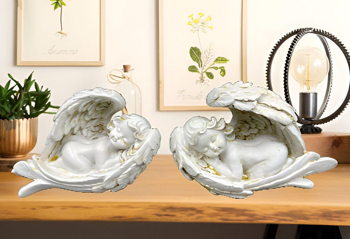 Set 2 Estatuas Angeles Resina Jardin Decoracion Hogar Lau-7