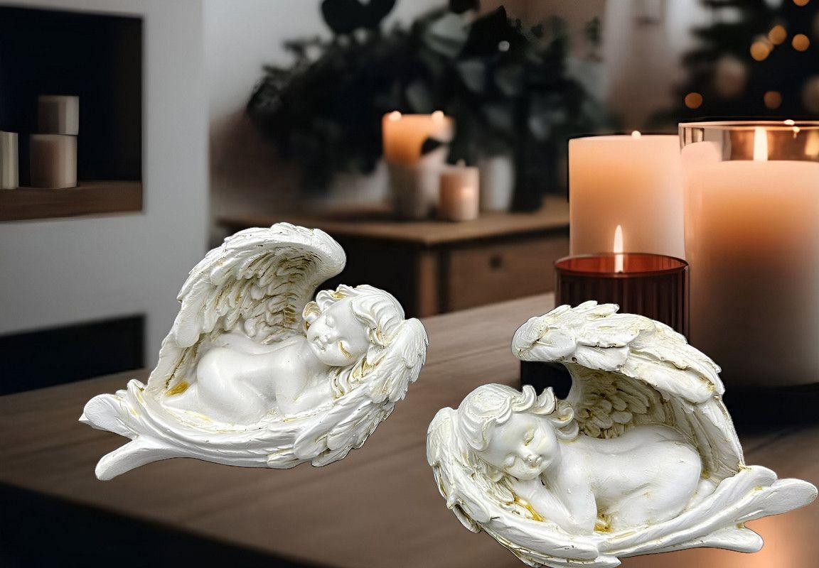 Set 2 Estatuas Angeles Resina Jardin Decoracion Hogar Lau-8
