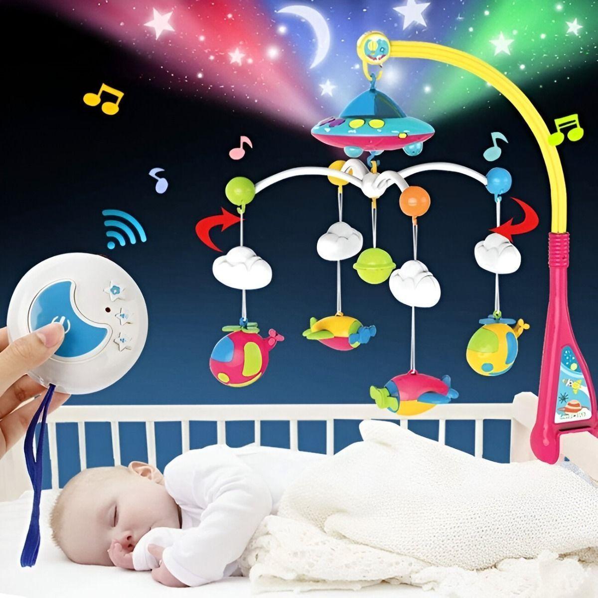 Móvil Cuna Musical Bebé Luz Proyector Estrella Sonajero Jhn-4