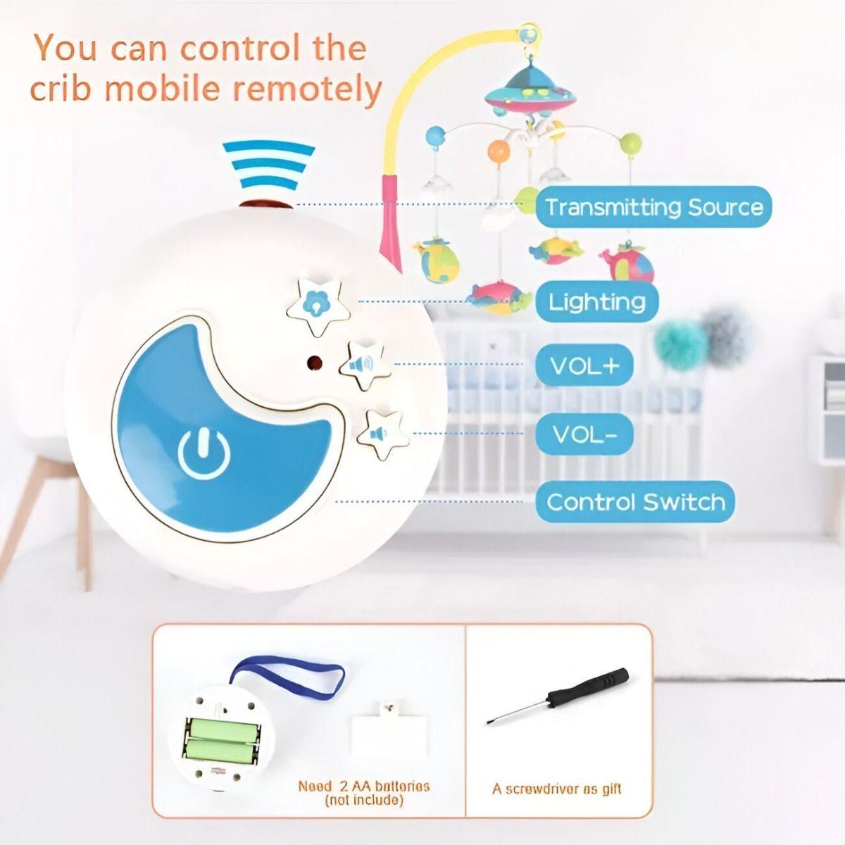 Móvil Cuna Musical Bebé Luz Proyector Estrella Sonajero Jhn-7