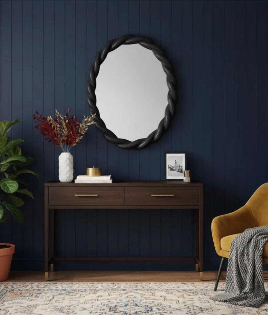 Espejo Pared Ovalado Marco Trenzado Estilo Moderno Jhn-9