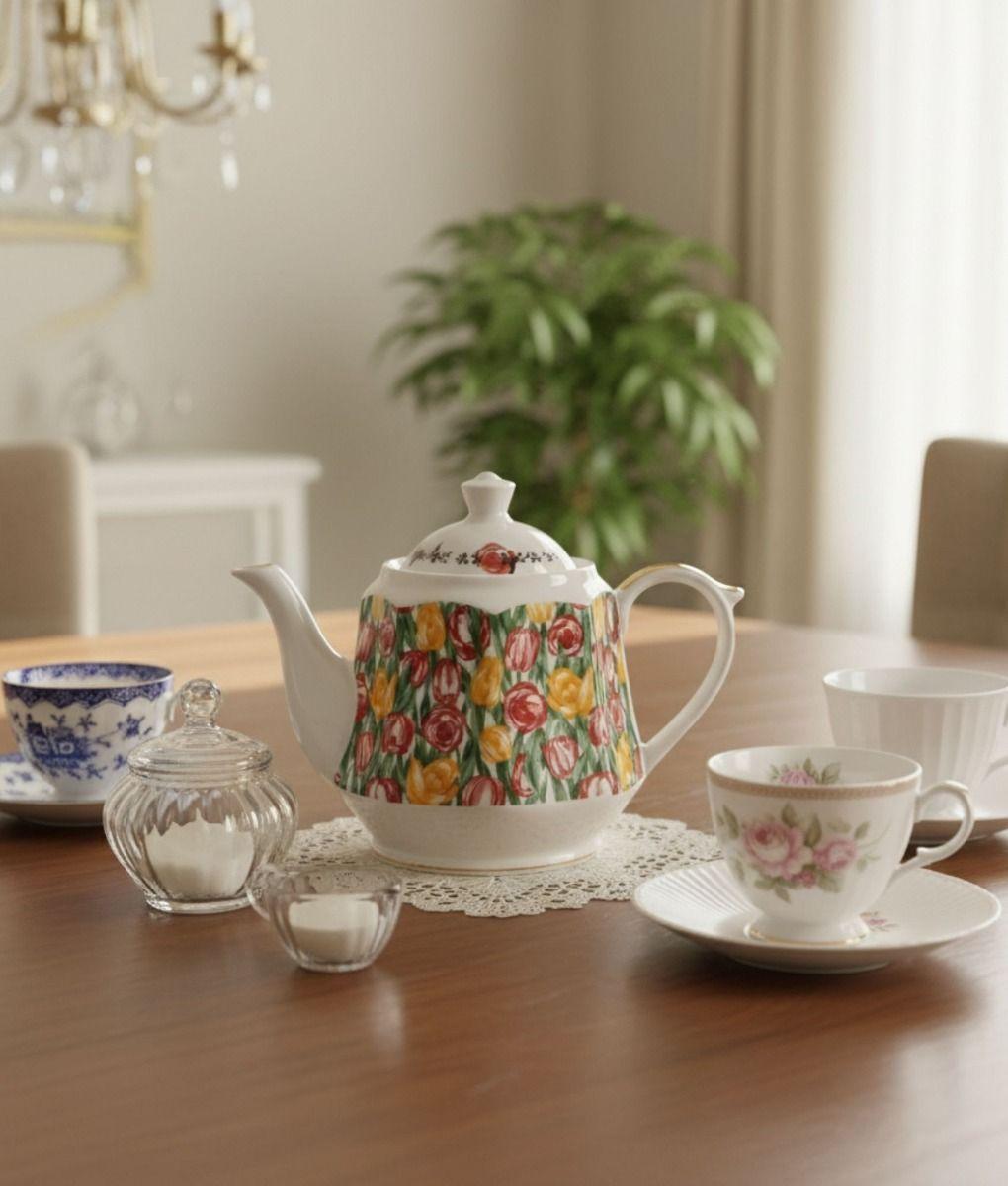 Tetera Diseño Primavera Floral Elegante Decoración Hogar Jhn-9