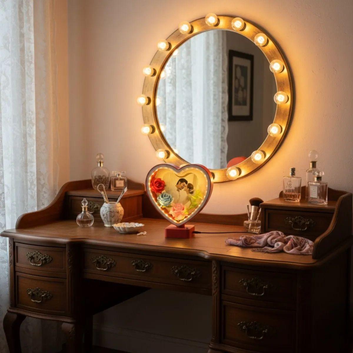 Portarretrato Decorativo Corazón Marco Foto LED 3D Jhn-9