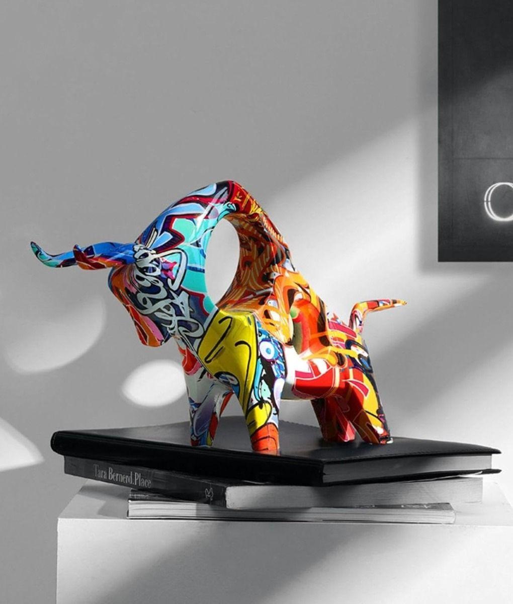 Figura Decorativa Toro Estatua Graffiti Adorno Hogar Jhn-9