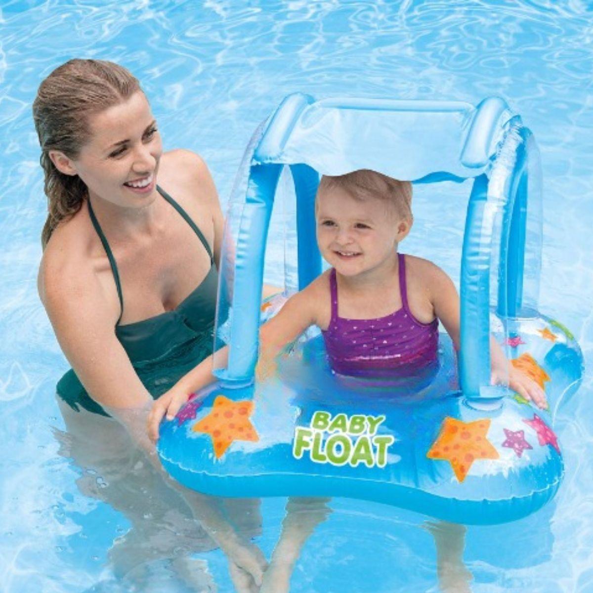 INFLABLE FLOTADOR PARA BEBE CON TECHO PISCINA PLAYA LAU-5