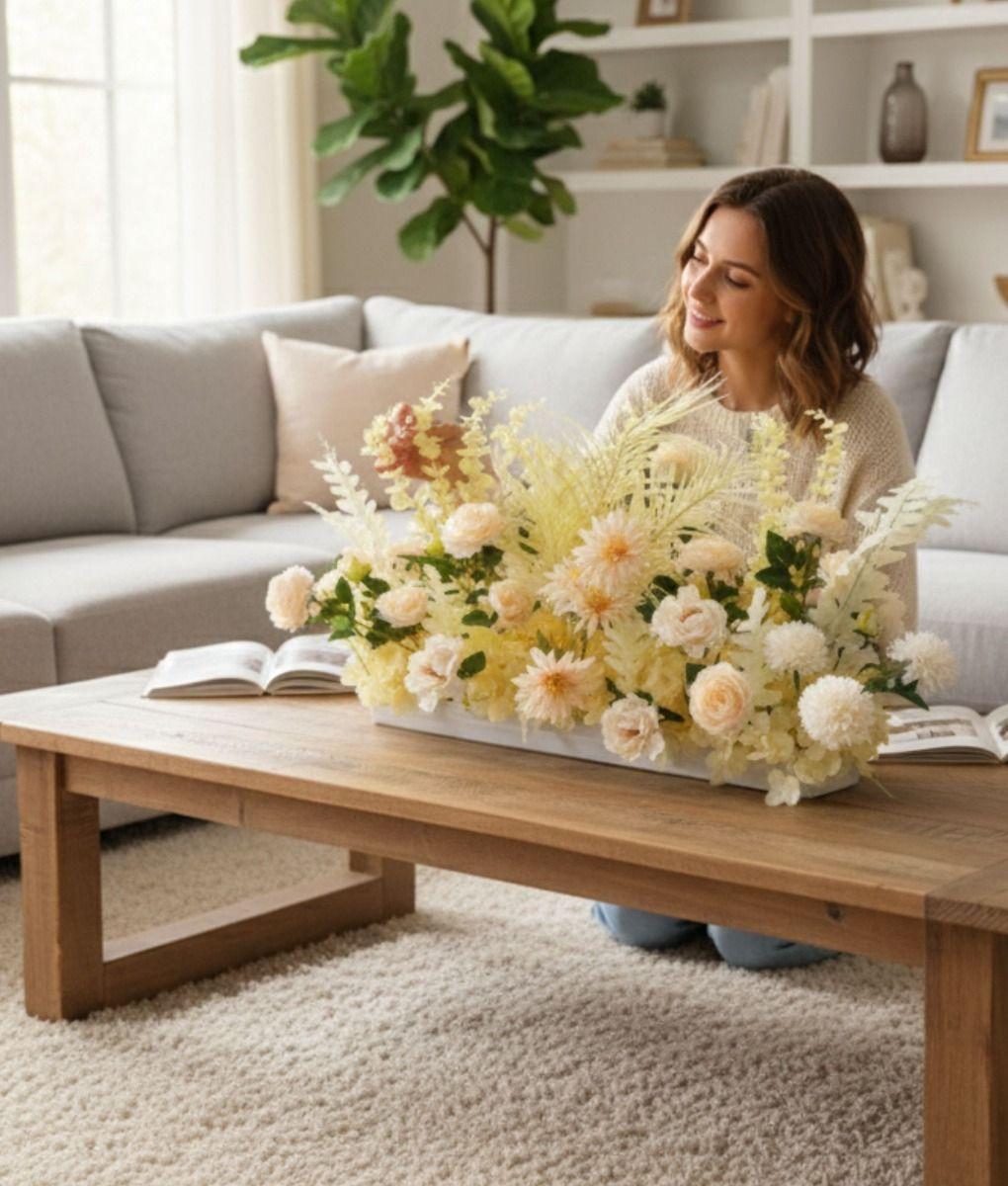 Flores Artificiales Decorativas Arreglo Floral Adorno Jhn-3