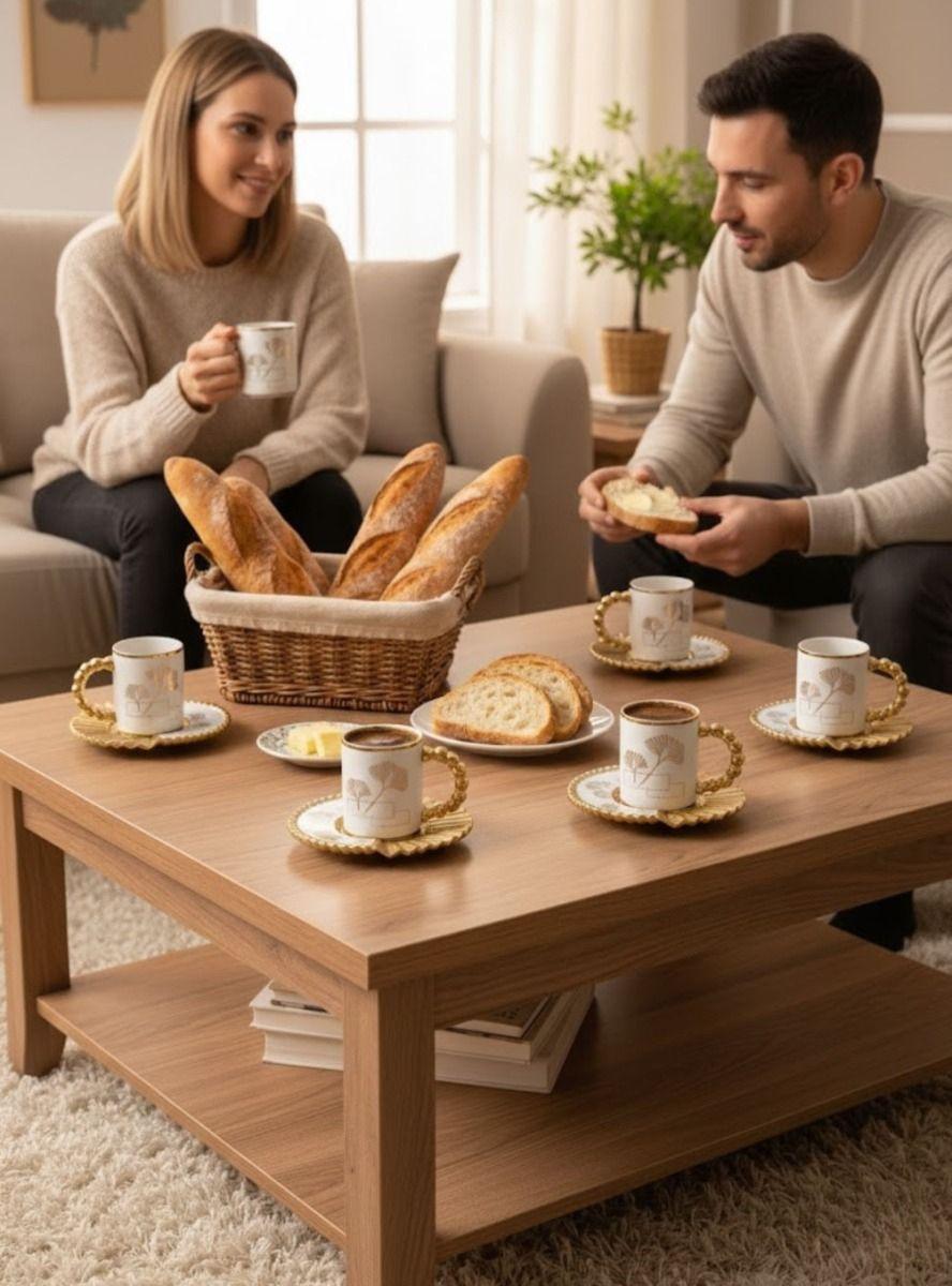 Juego Vajilla Set 6 Tazas Café Plato Decorado Adorno Jhn-3