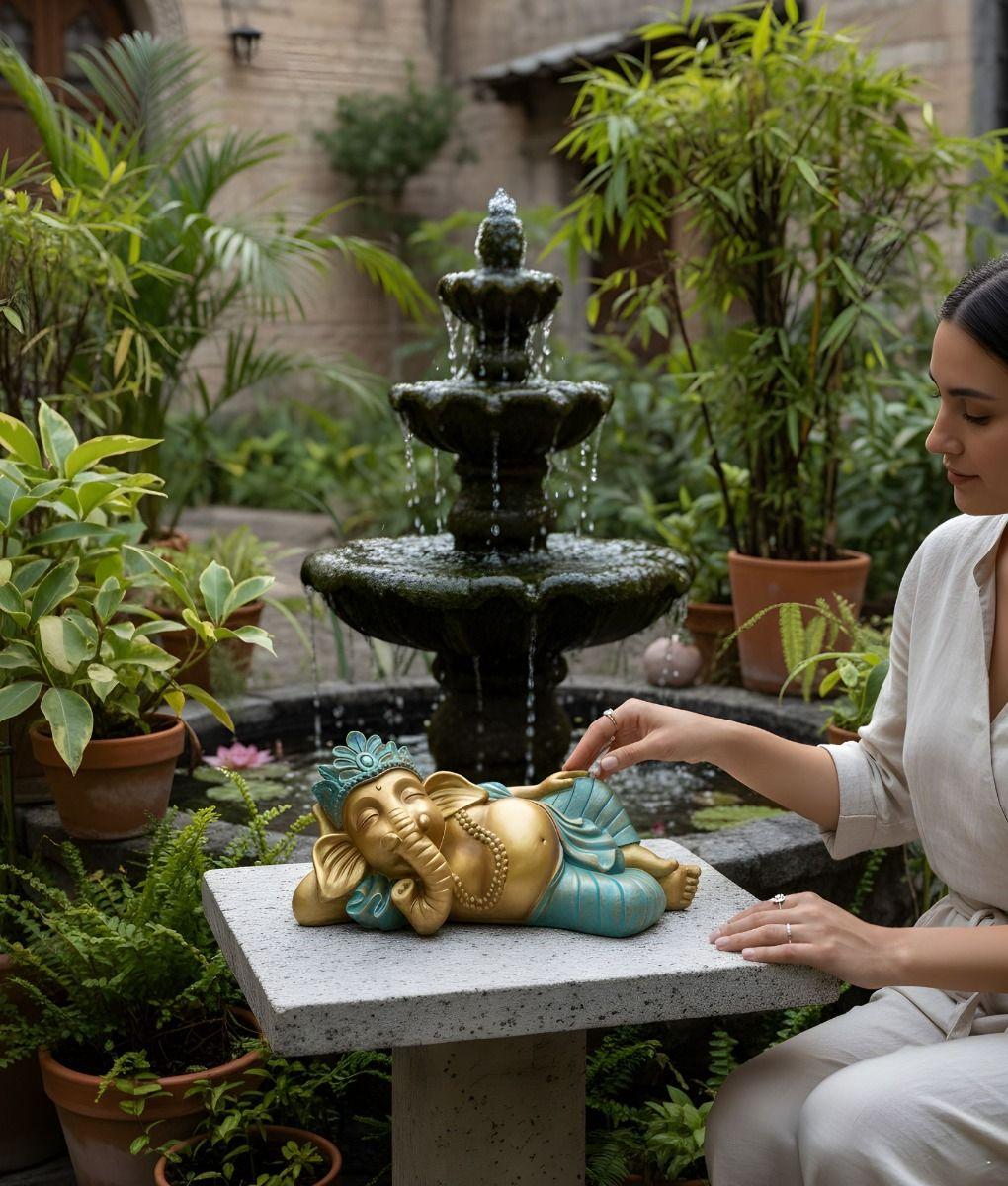 Estatua Decorativa Ganesha Adorno Hindú Figura Jhn-4