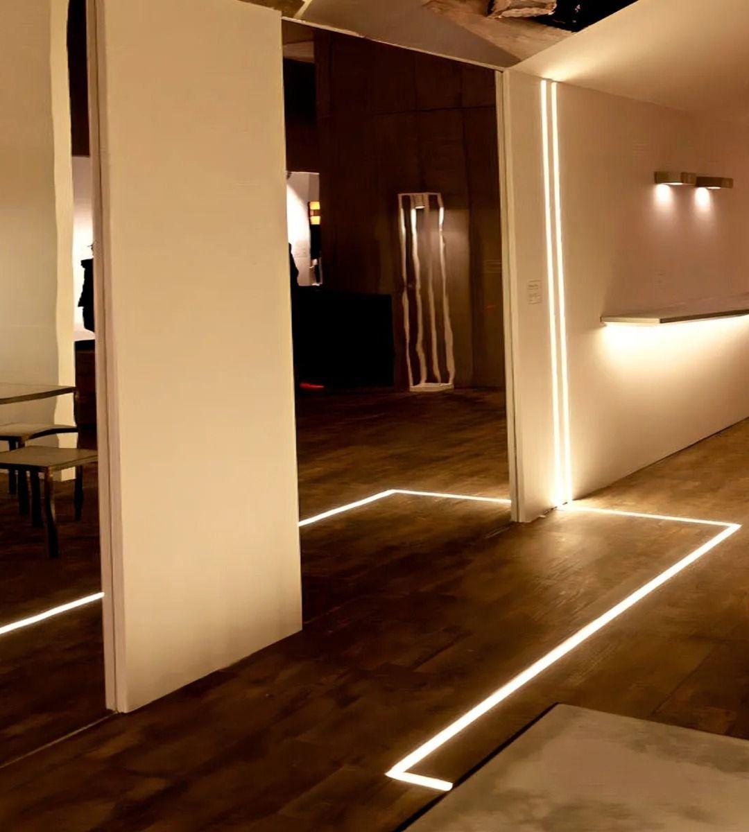 Perfil Embutir Piso Tiras LED Decoración Compacto 3 Mts Jhn-9