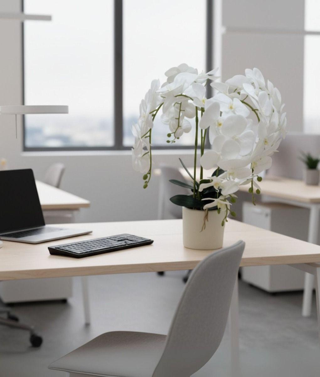 Planta Artificial Decorativa Orquídea Blanca Realista Jhn-8