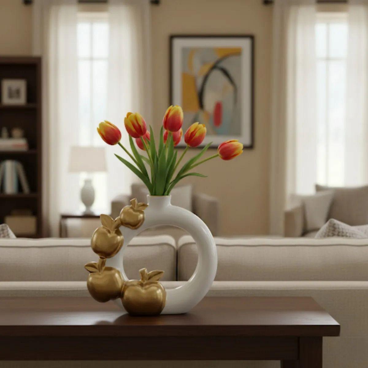 Florero Decorativo Jarrón Diseño Circular Adorno Estilo Jhn-8