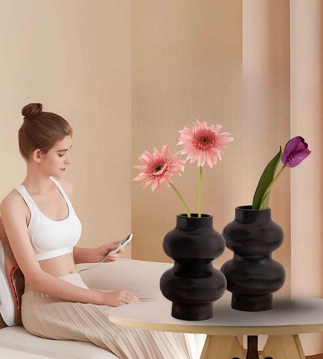 Jarrón Florero Decoración Hogar Cerámica Moderno Negro Jhn-7