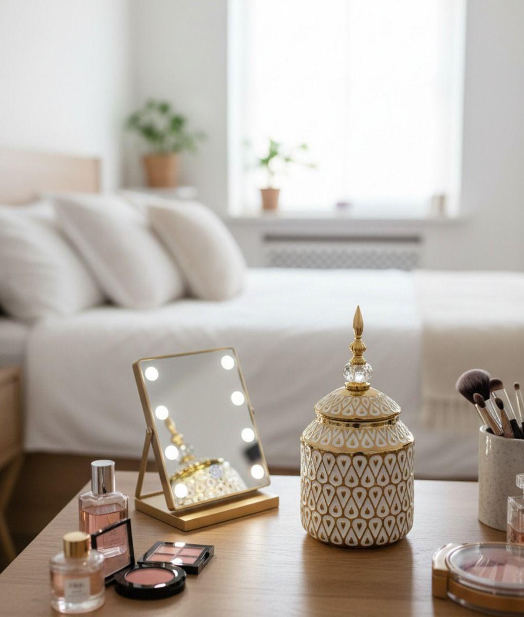 Potiche Decorativo Centro Mesa Recipiente Tapa Adorno Jhn-7