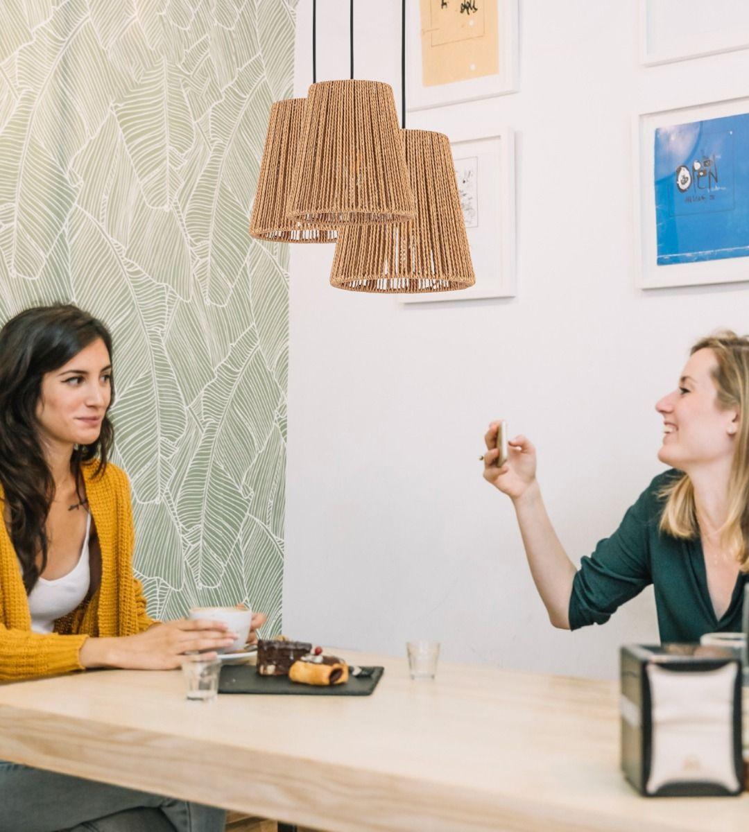 Lámpara Techo Colgante 3 Luces Tejida Estilo Bohemio Jhn-4