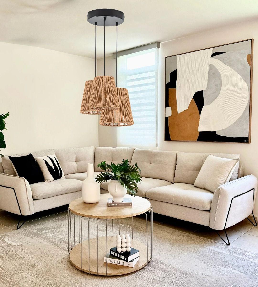 Lámpara Techo Colgante 3 Luces Tejida Estilo Bohemio Jhn-8