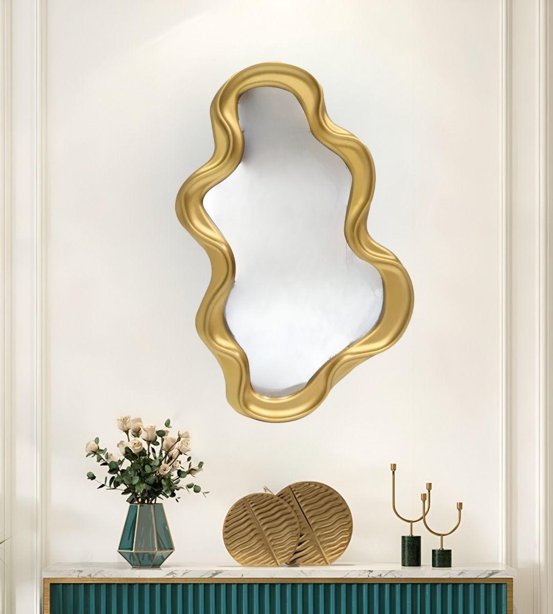 Espejo Pared Moderno Irregular Decorativo Dorado Jhn-1