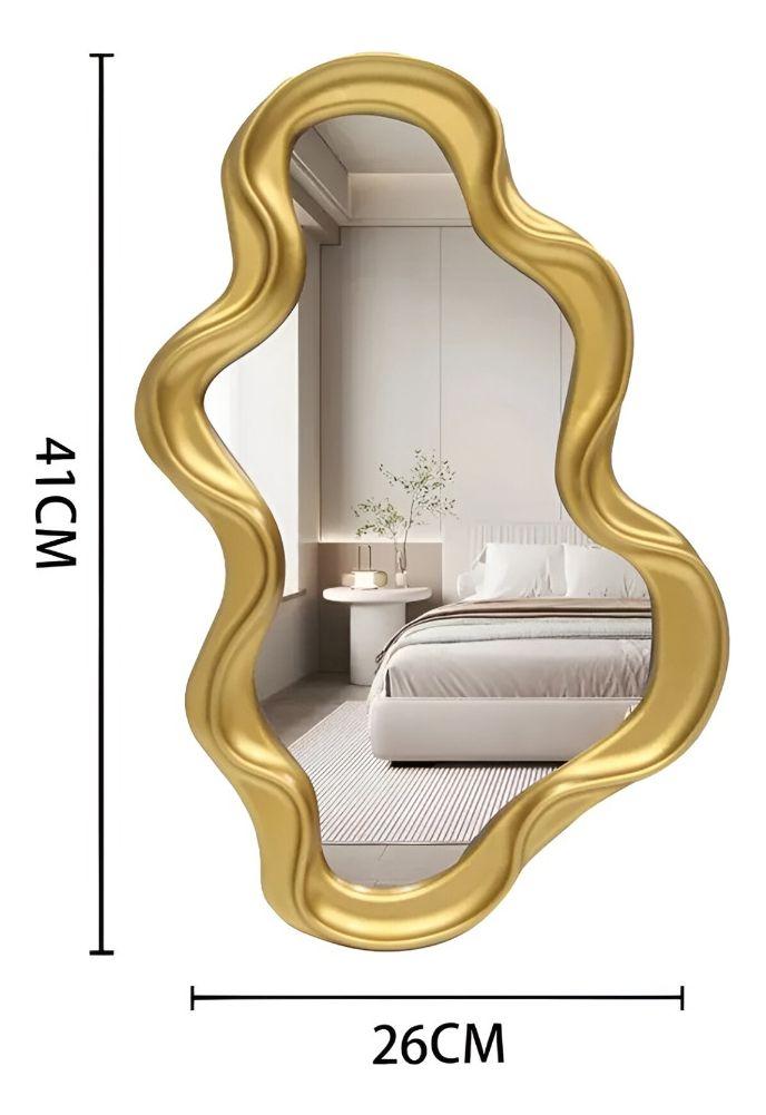 Espejo Pared Moderno Irregular Decorativo Dorado Jhn-8
