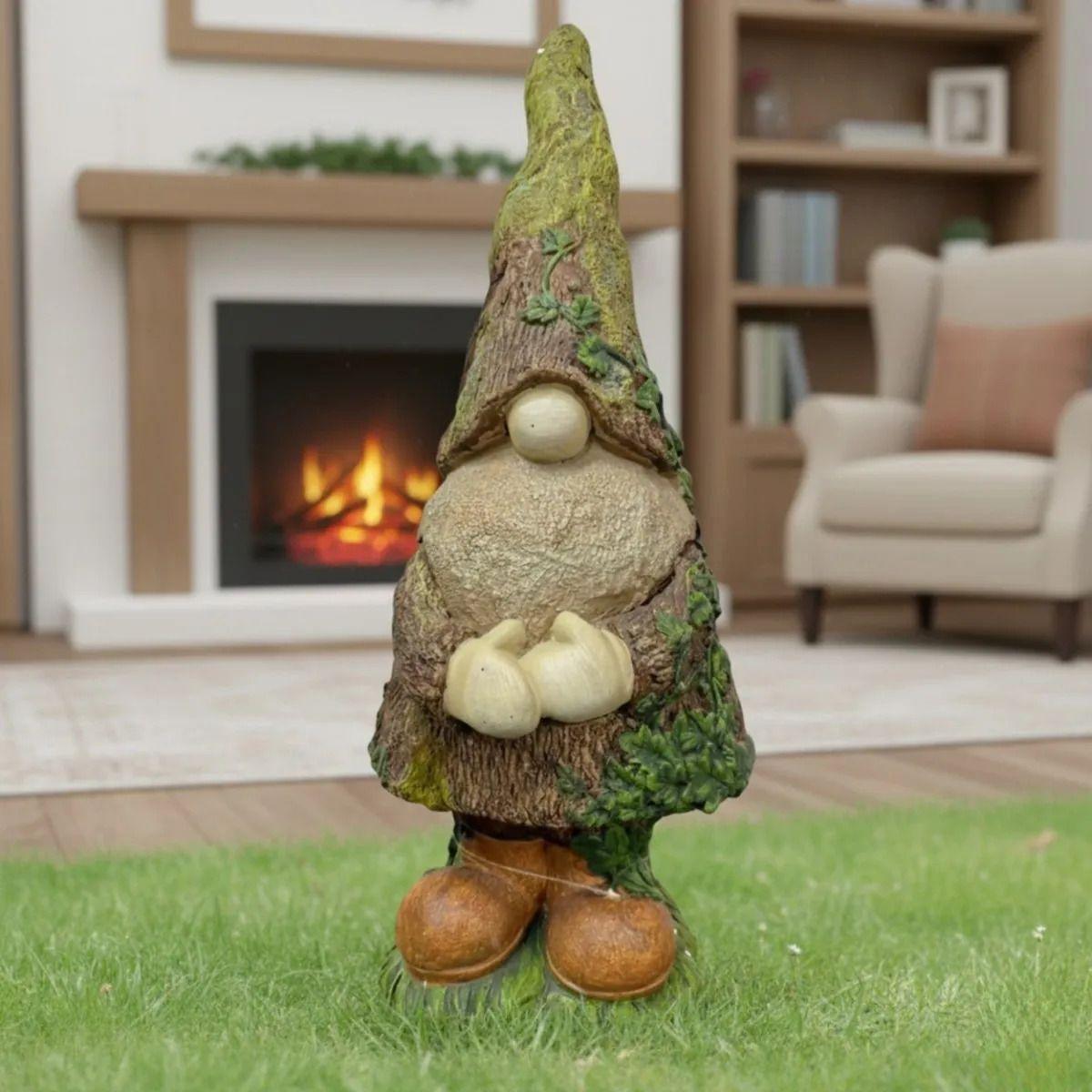 Figura Decorativa Gnomo Jardín Adorno Estilo Tronco Jhn-8