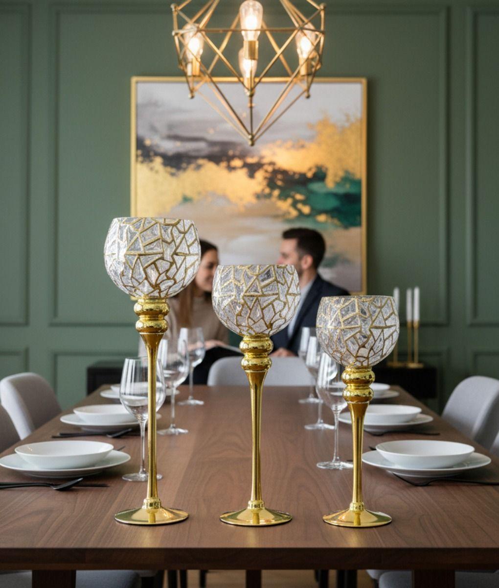 Set 3 Portavelas Copa Lujo Escultural Evento Centro Mesa Jhn-2