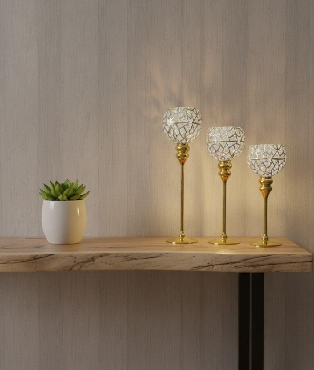 Set 3 Portavelas Copa Lujo Escultural Evento Centro Mesa Jhn-9