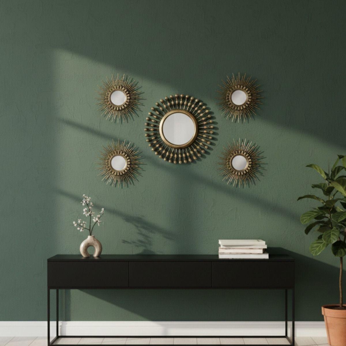 Set 5 Pza Espejo Pared Decorativo Mural Rayos Sol Jhn-7