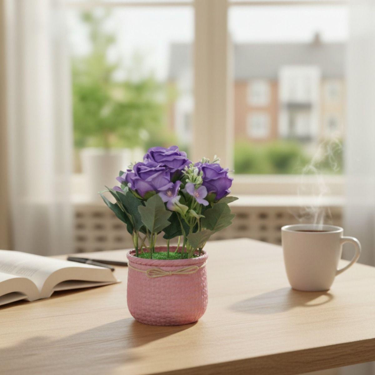 Set 2 Planta Decorativa Artificial Rosas Elegancia Hogar Jhn-9