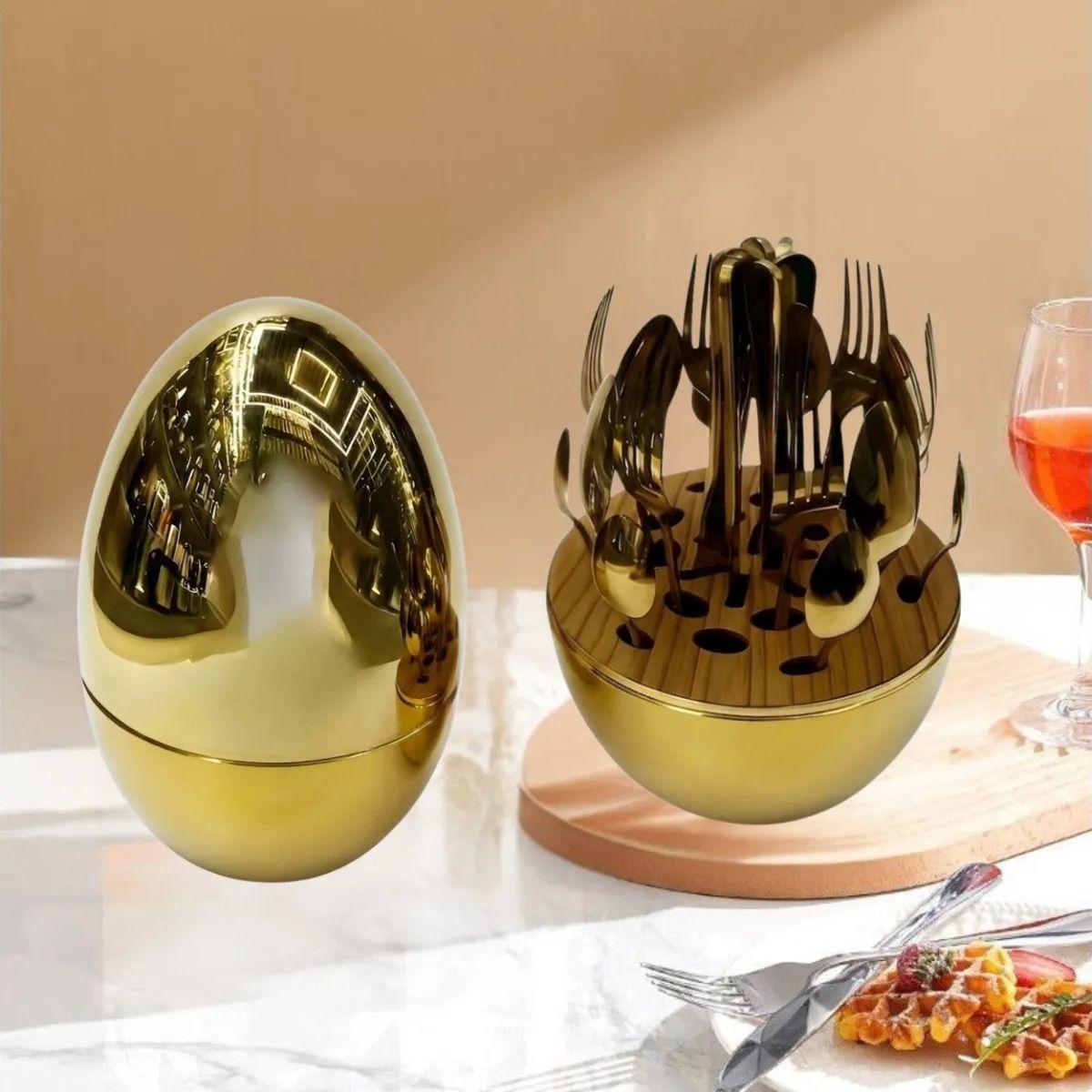 Set Cubiertos Lujo Estuche Diseño Ovoide Elegante Cocina ALJ-5