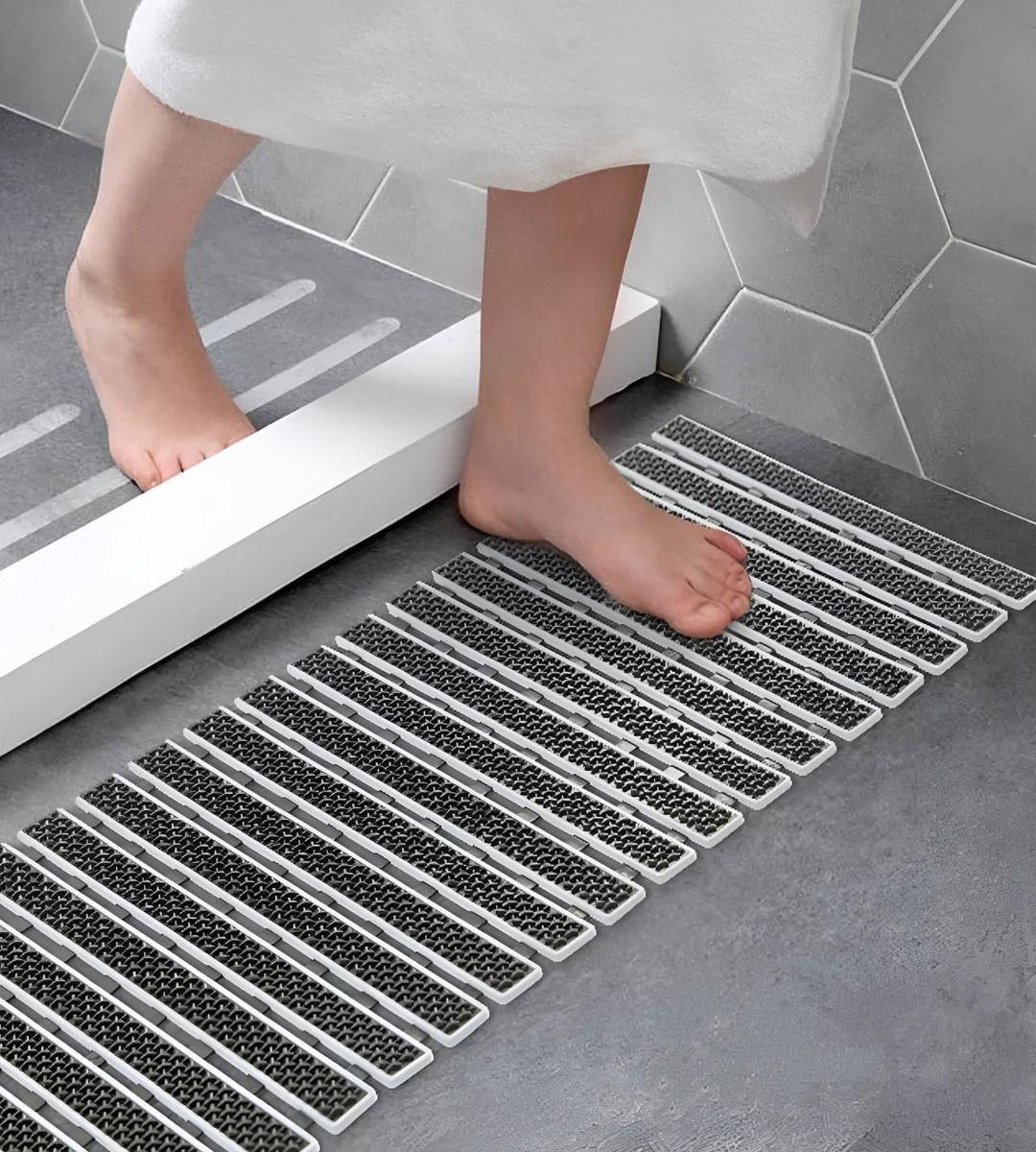 Alfombra Baño Ducha Plegable Negra Antideslizante Jhn-2