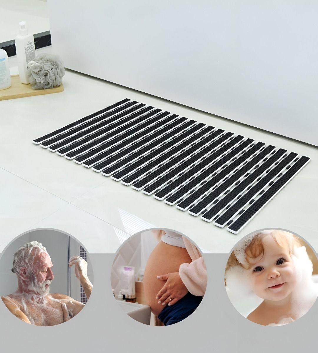 Alfombra Baño Ducha Plegable Negra Antideslizante Jhn-3