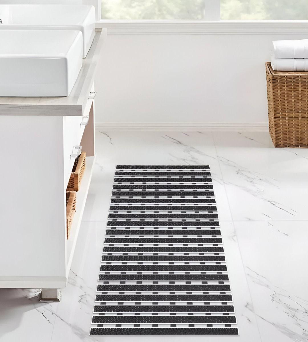 Alfombra Baño Ducha Plegable Negra Antideslizante Jhn-6