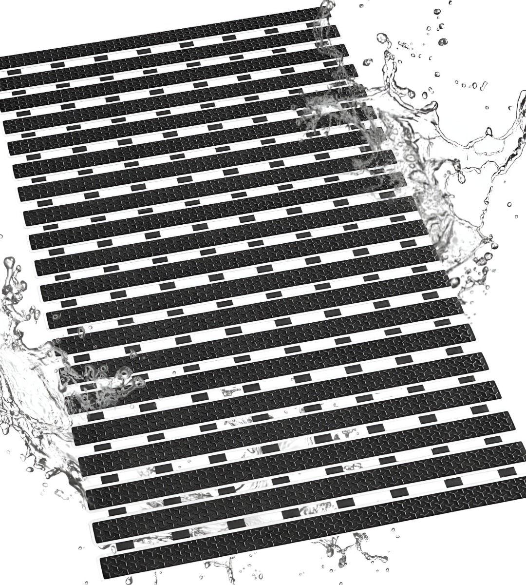 Alfombra Baño Ducha Plegable Negra Antideslizante Jhn-7