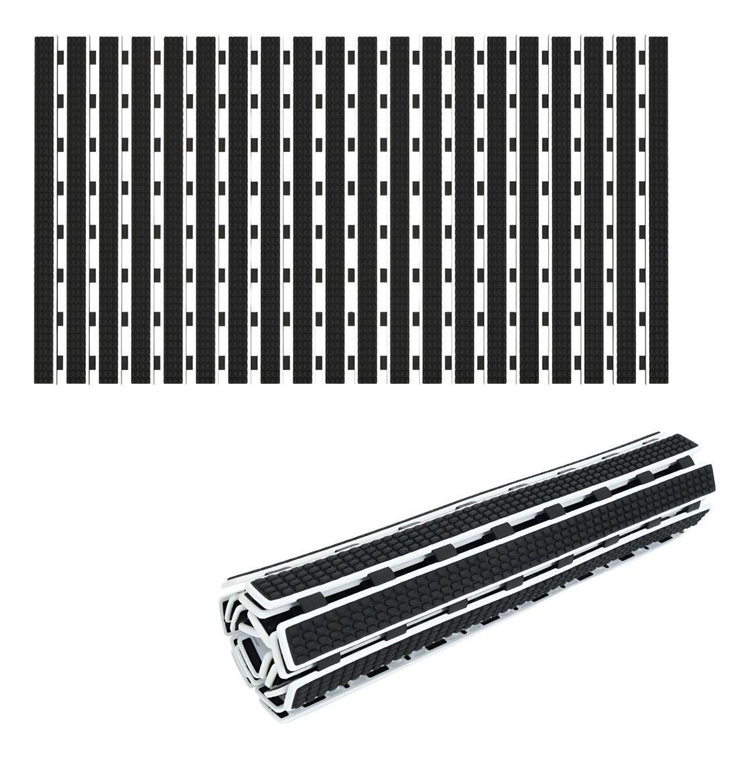 Alfombra Baño Ducha Plegable Negra Antideslizante Jhn-8