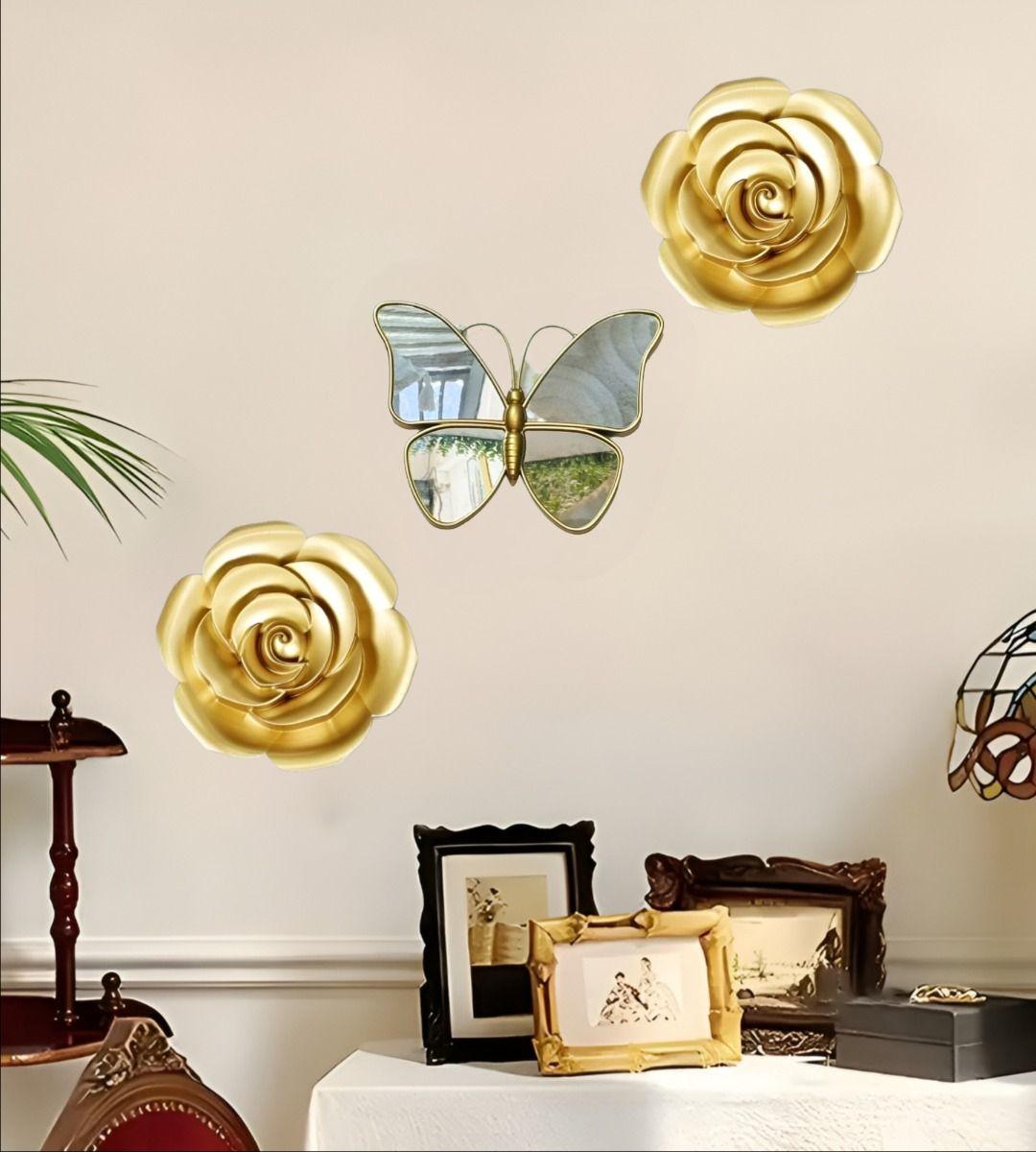 Set 3 Espejo Mariposas Diseño Flores Pared Decorativo Jhn-4