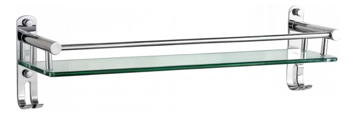 Estante Organizador Baño Vidrio Acero Inoxidable 50cm Jhn-0