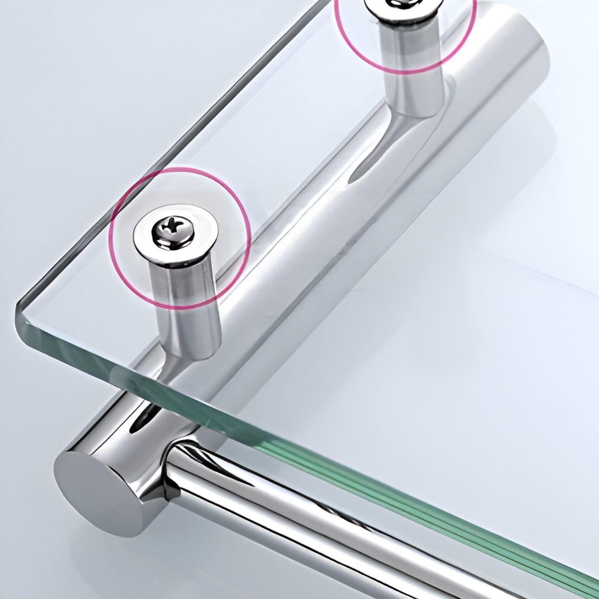 Estante Organizador Baño Vidrio Acero Inoxidable 50cm Jhn-6