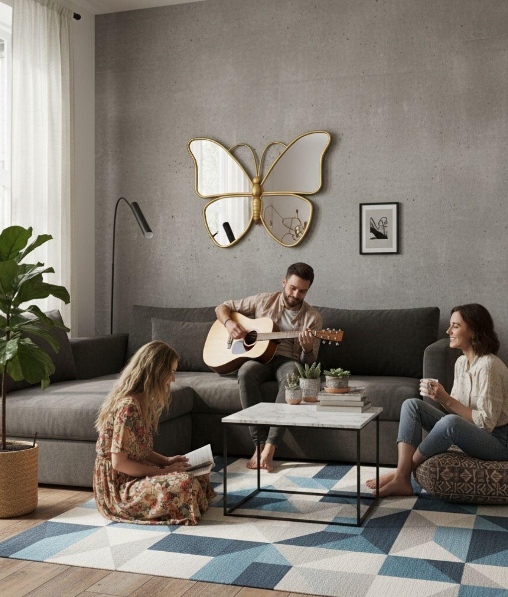 Espejo Decorativo Forma Mariposa Adorno Pared Hogar Jhn-4