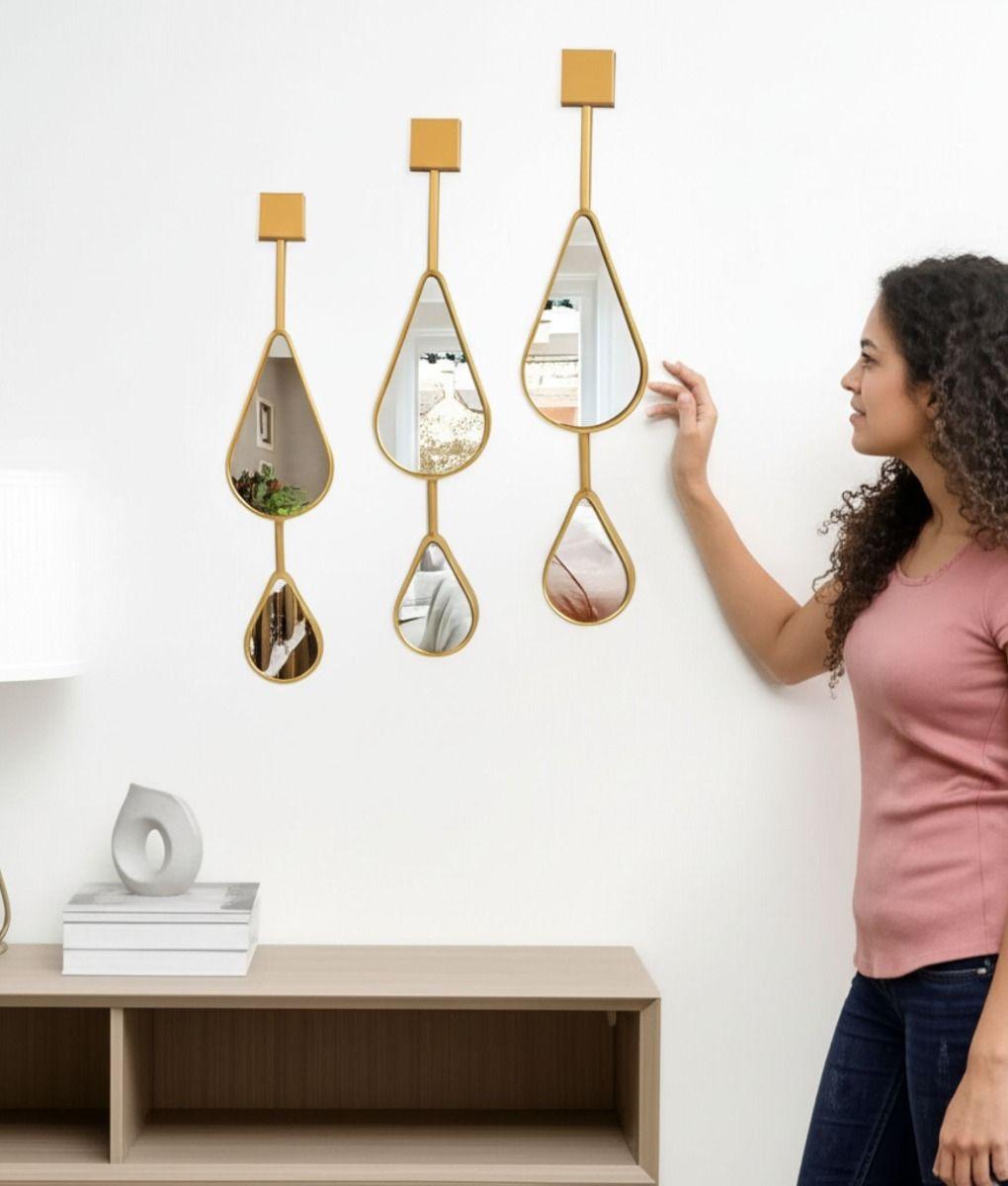 Set 3 Espejo Decorativo Pared Lágrima Gota Hogar Jhn-2