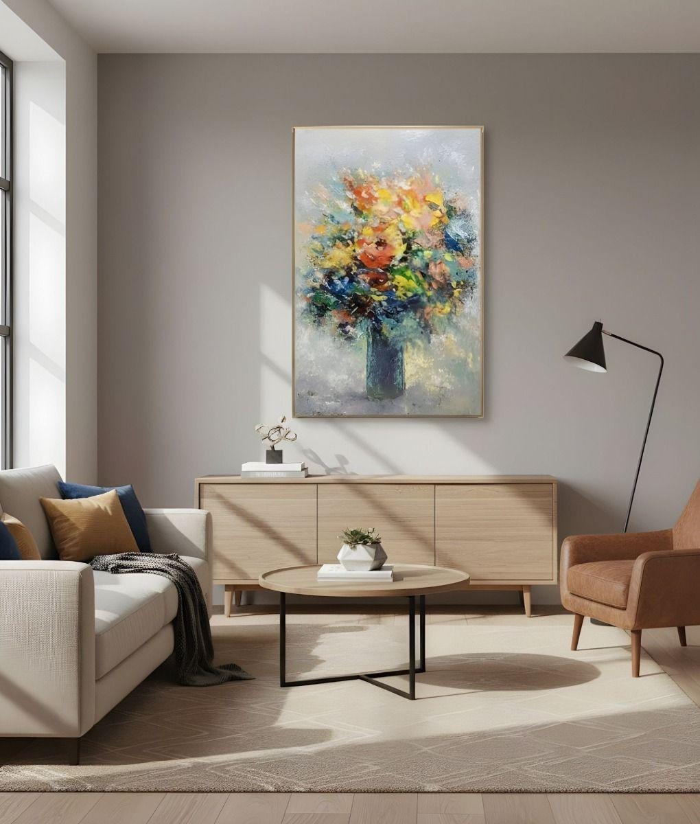 Cuadro Decorativo Flores Vibrantes Relieve Adorno Pared Jhn-9