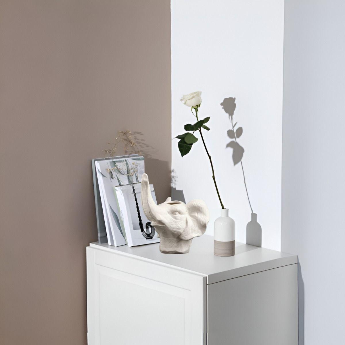 Maceta Cerámica Elefante Blanco Decoración Jhn-5