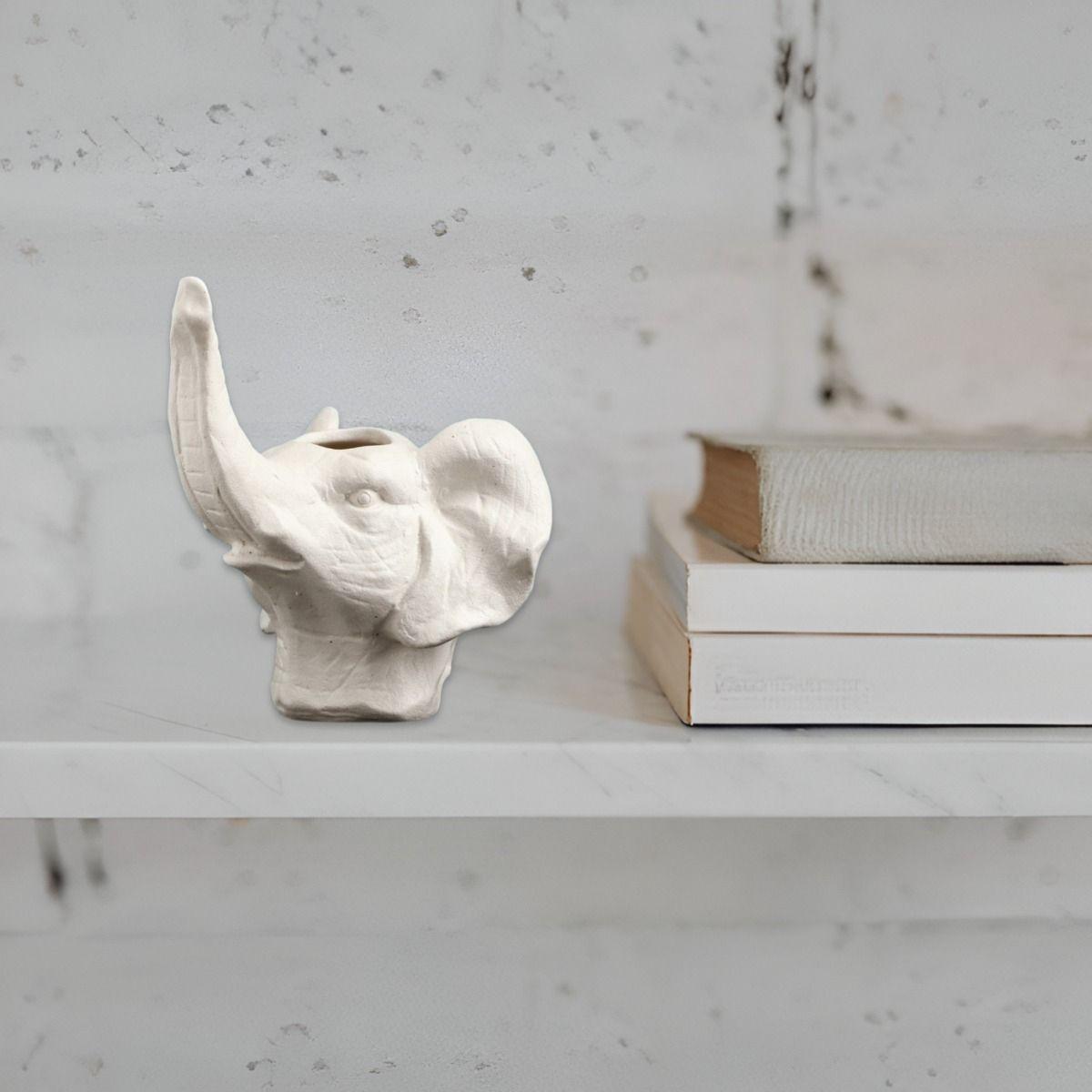 Maceta Cerámica Elefante Blanco Decoración Jhn-9