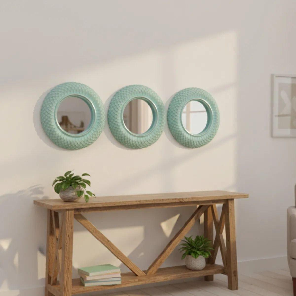 Set 3 Espejo Acento Decorativo Pared Diseño Vintage Jhn-9