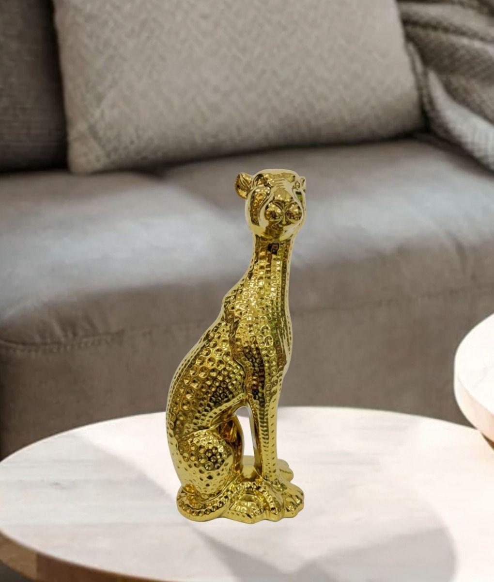 Estatua Decorativa Adorno Guepardo Sentado Figura Jhn-6