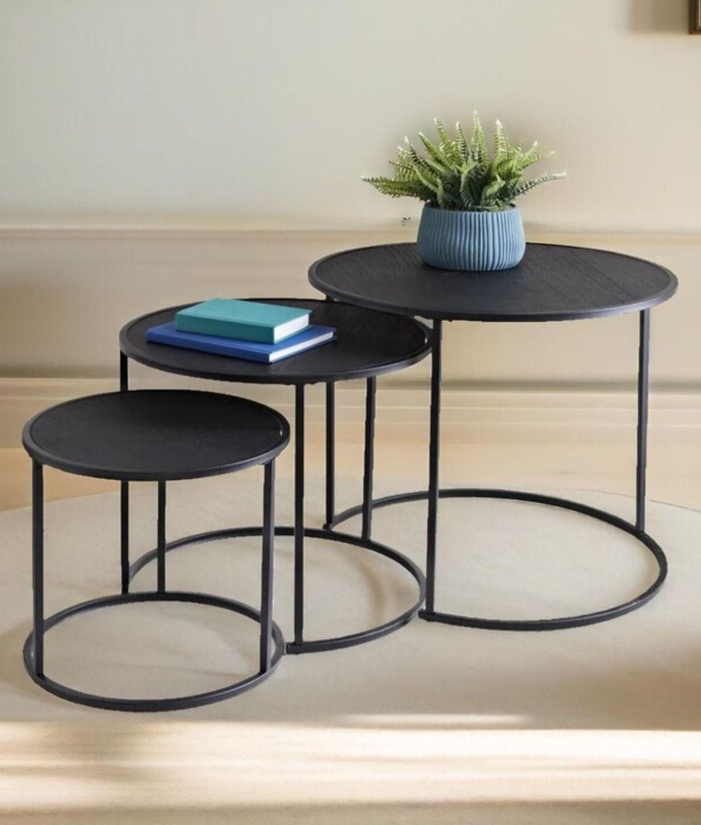 Set 3 Mesa Centro Decorativa Auxiliar Diseño Moderno Jhn-5