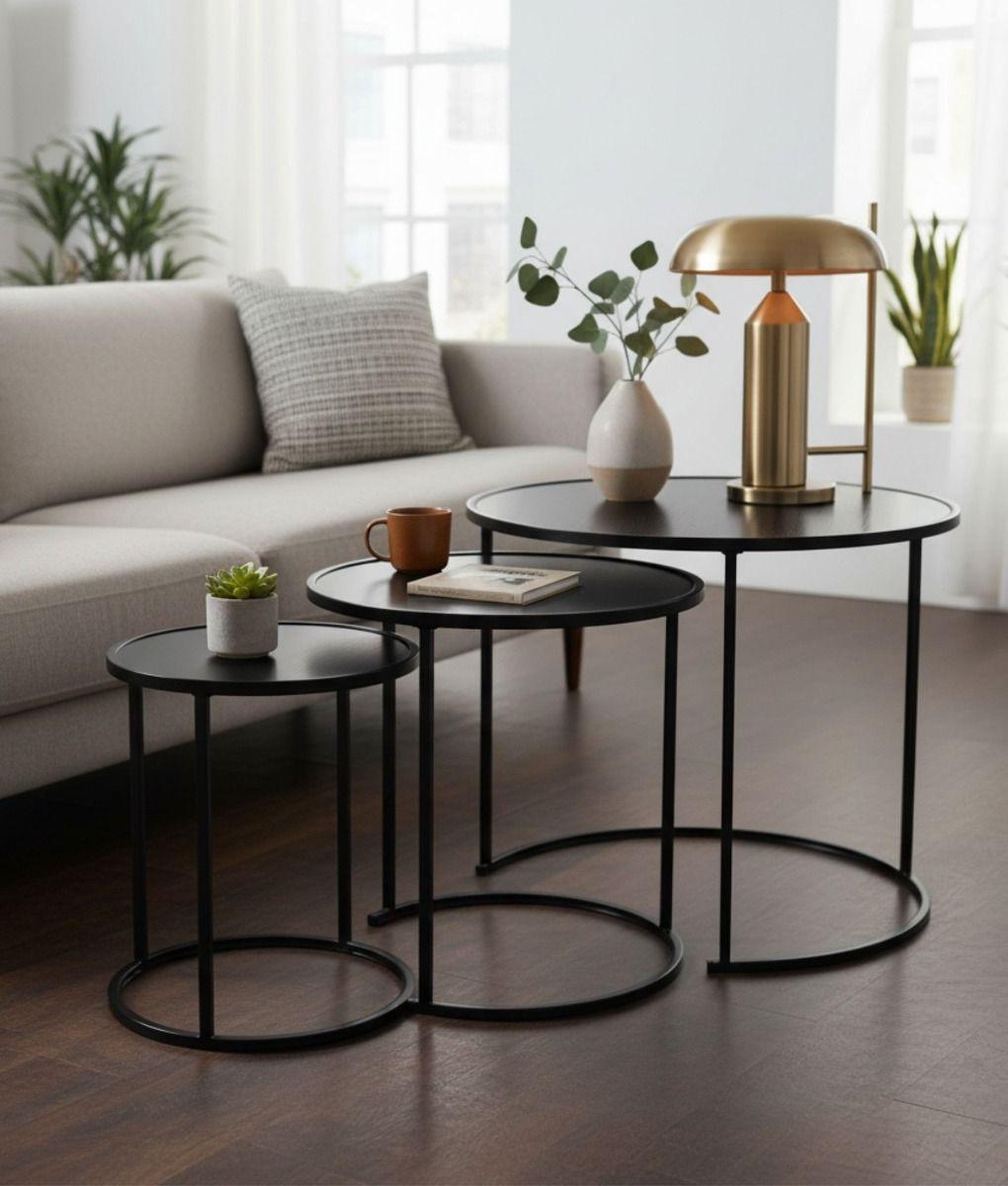 Set 3 Mesa Centro Decorativa Auxiliar Diseño Moderno Jhn-8