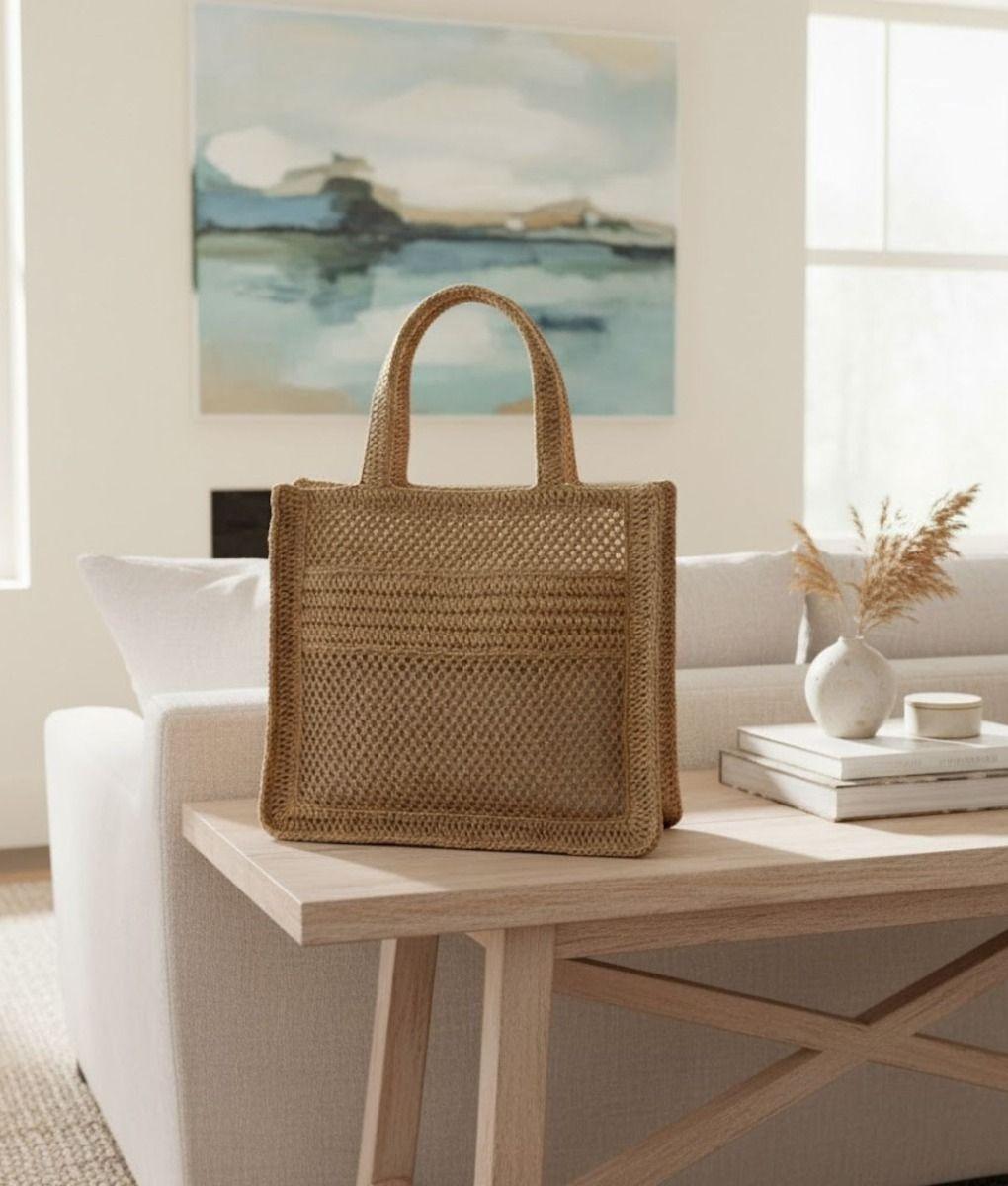 Cartera Bolso Mano Patrón Calado Estilo Atemporal Jhn-7